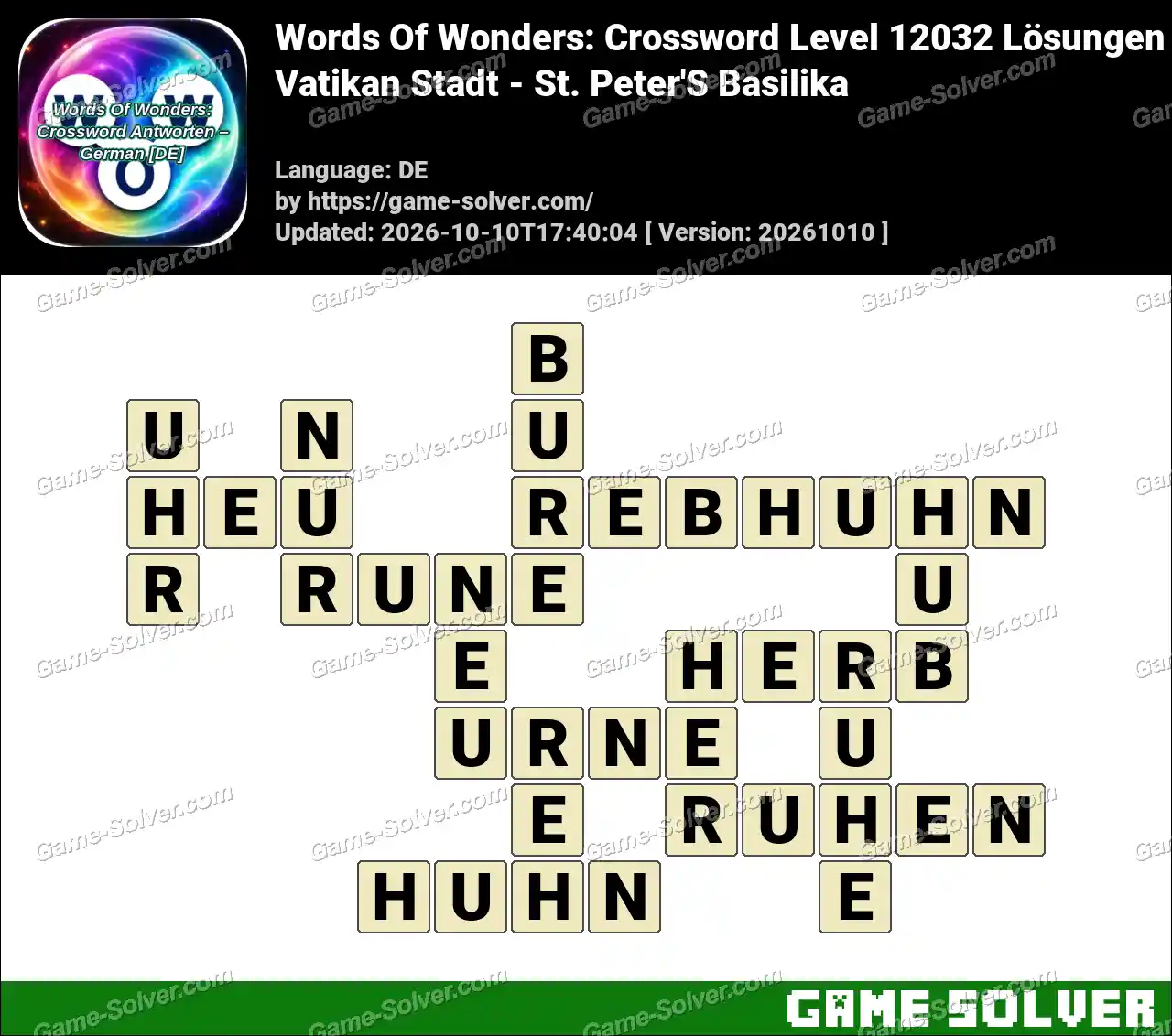 Words Of Wonders: Crossword Level 12032 Lösungen – Vatikan Stadt – St. Peter’S Basilika